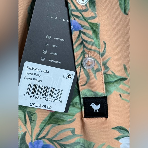 Bad Birdie Core Polo Flora Fiesta Floral Golf Shirt Size L NWT UPF 50+ - Picture 4 of 5